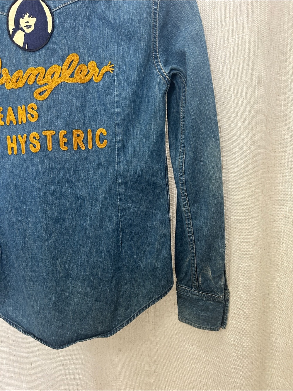 Wrangler Blue Denim Western Long Sleeve Shirt Size Small Excellent Condition - Picture 13 of 15